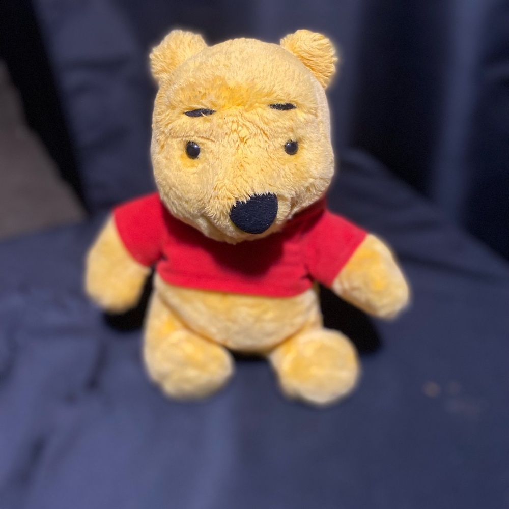 Vintage 1999 talking Disney Winnie the Pooh Plush - Golden Yellow and Red